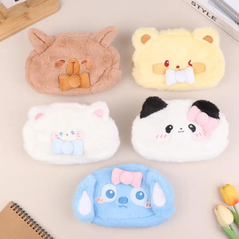 

Sweet Cartoon Animal Plush Pen Pouch, High-Capacity Stationery Organizer, Delightful Plush Beauty Case, Festive Birthday Gift