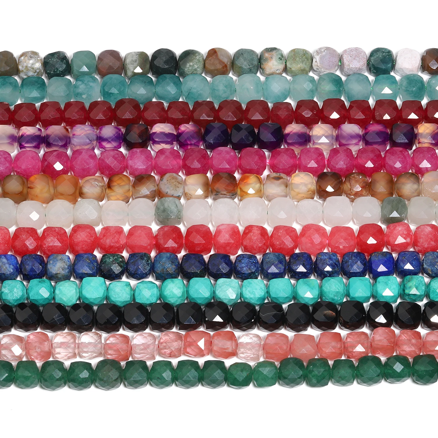 5mm Faceted Cube Beads Natural Stone Beads Loose Spacer Square Beads for Jewelry Making Diy Beadings Accessories