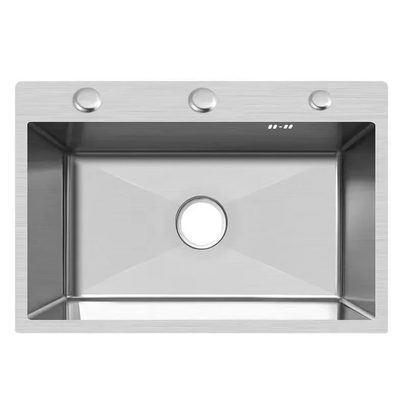 Large Single Bowl Stainless Steel Kitchen Sink Brushed Finish Deep Vegetable Washing Basin for Modern Home Source