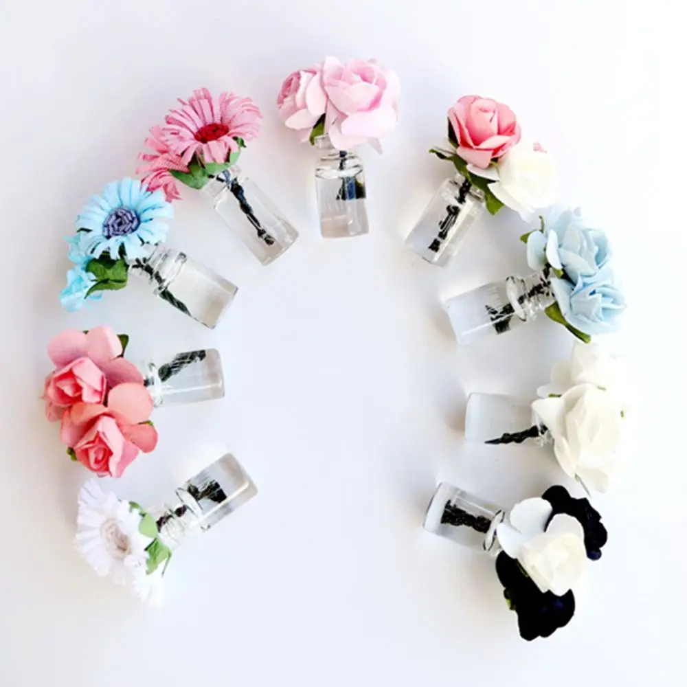 Toy 1/6 1/8 1/12 Dollhouse Flower Vase Multicolor Rose Daisy Miniature Rose Bouquet Ornament Playing House Micro Vase Flower