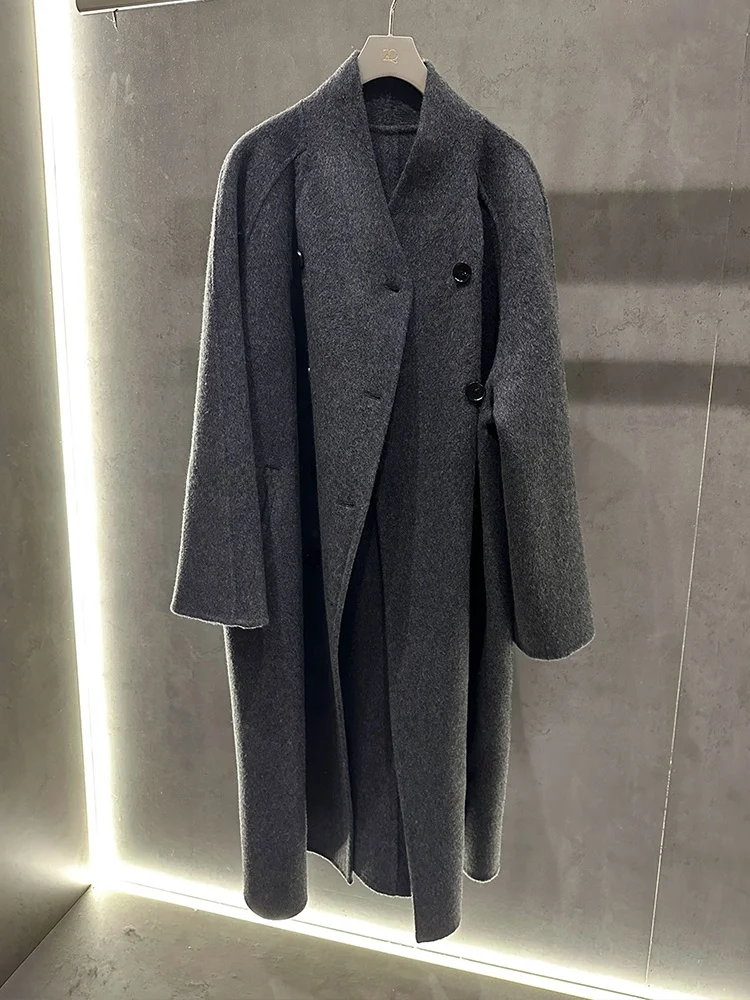 

ZQ Double-Faced Woolen Coat Casual Sle Pure E-commerce S 00% Merino Wool Year-End Special Youth Long Sve Button up