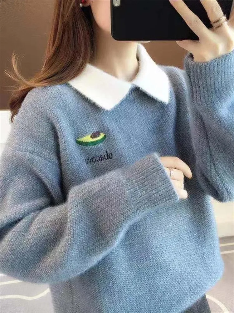 

Thiened Fce Women's Base irt Autumn Winter 2024 New Sle 4 Years Old Big Kids Junior High School Knitted Sweater