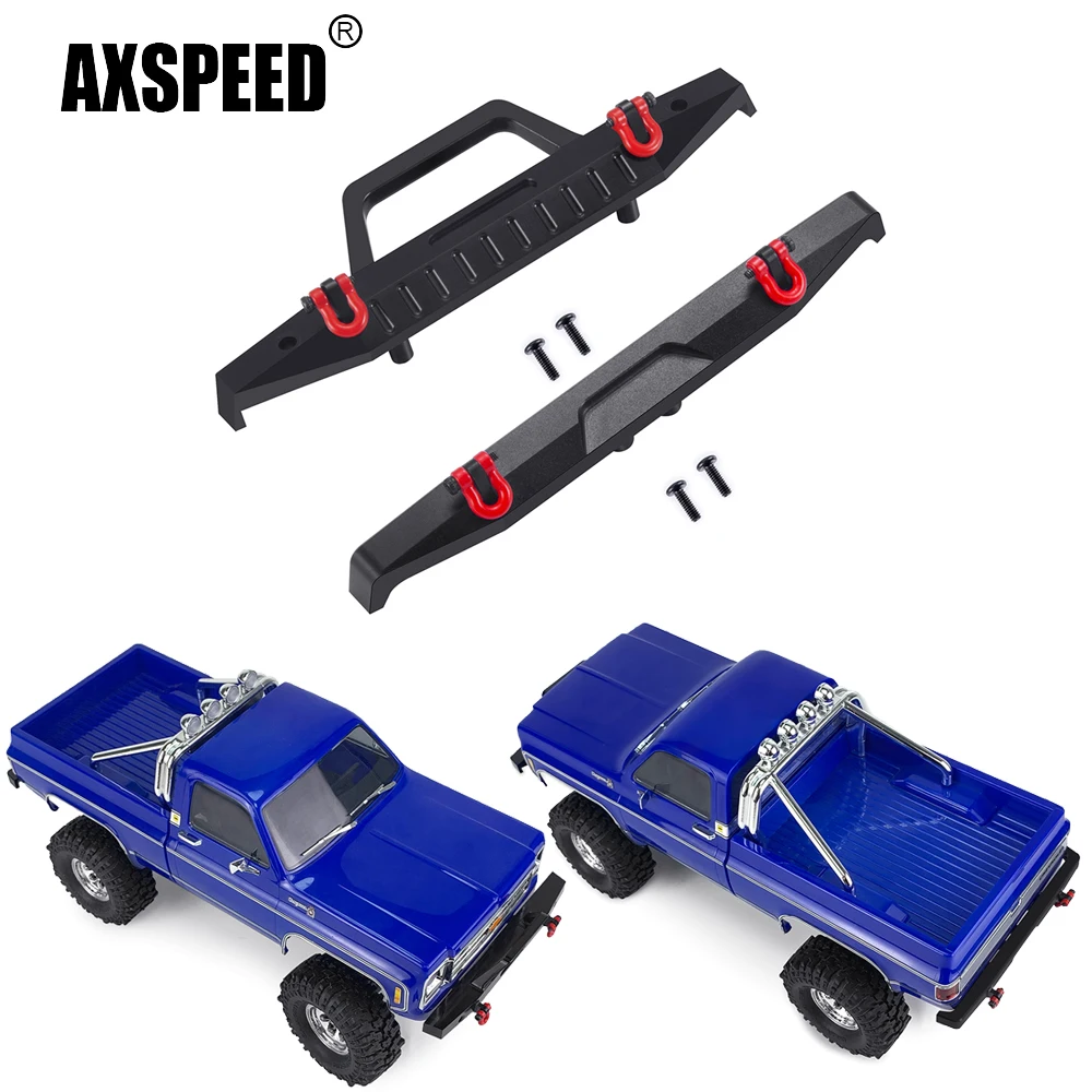 AXSPEED Simulation Aluminum Anti-collision Bumper w/ U-shaped Tow Hook for TRX-4M Chevrolet K10 1/18 RC Crawler Car Upgrade Part