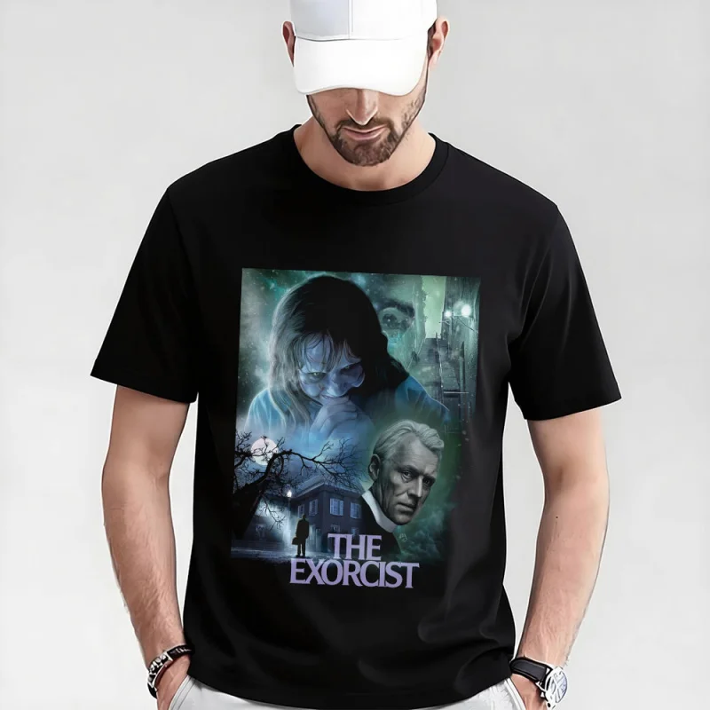 

Retro Horror Movie The Exorcist 0317 Sacry Halloween Gift t shirt Supernatural Darkness World Graphic Clothes Large size Tops