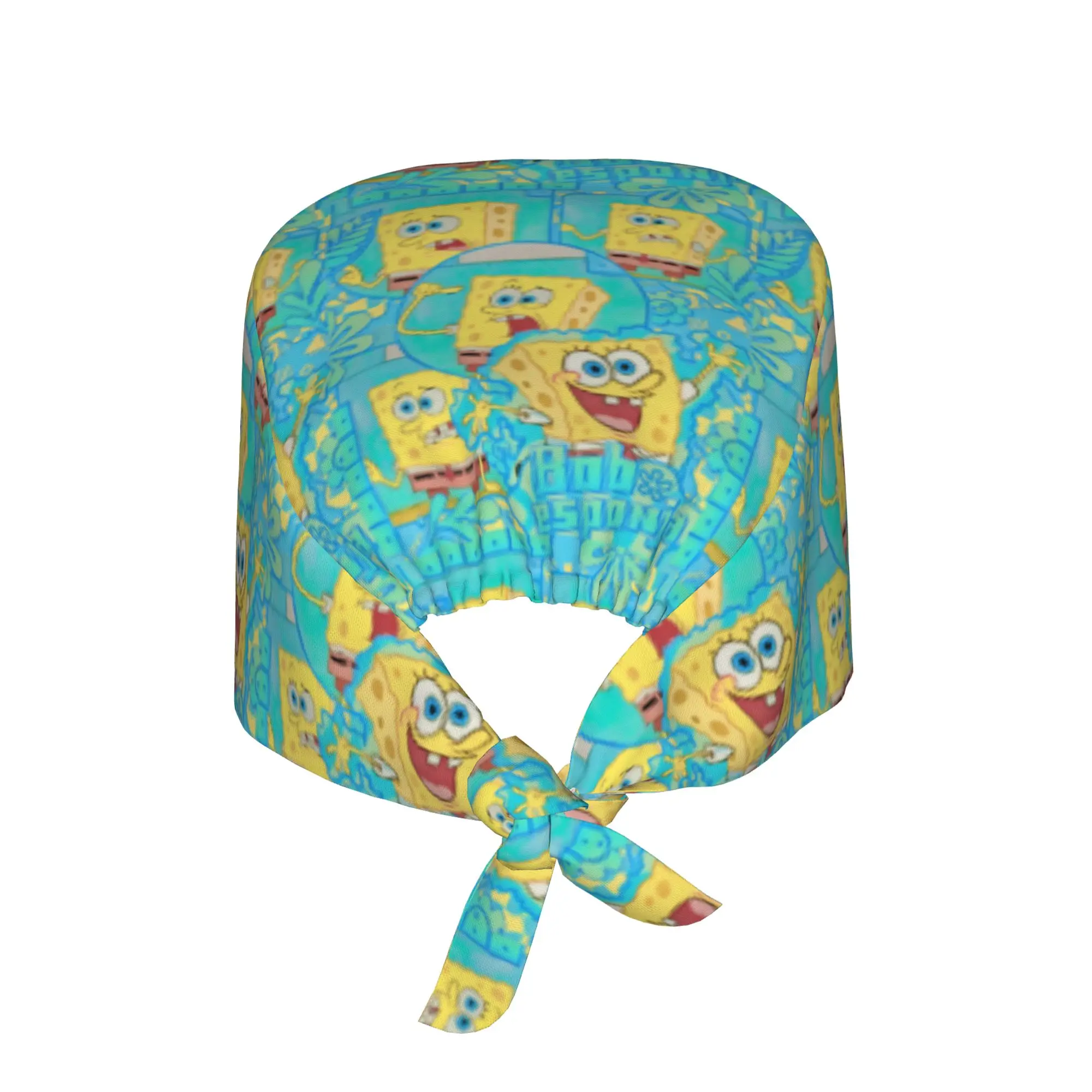 Custom Adjustable S-Sponges Anime Bobes Working Hat Women Men Cartoon Scrub Caps Scrub Nursing Doctor Surgeon Cap for Chef