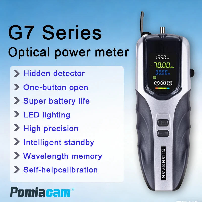 

Оптический измеритель мощности G7, 9 длин волн, высокоточный, перезаряжаемый через USB, тестер оптоволокна FTTH, портативный, с цветным экраном, светодиодный фонарик