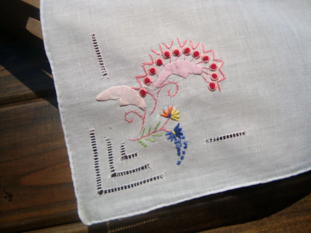 2PCS Hand-embroidered Embroidered Cotton Handkerchief Handkerchief Square 28CM