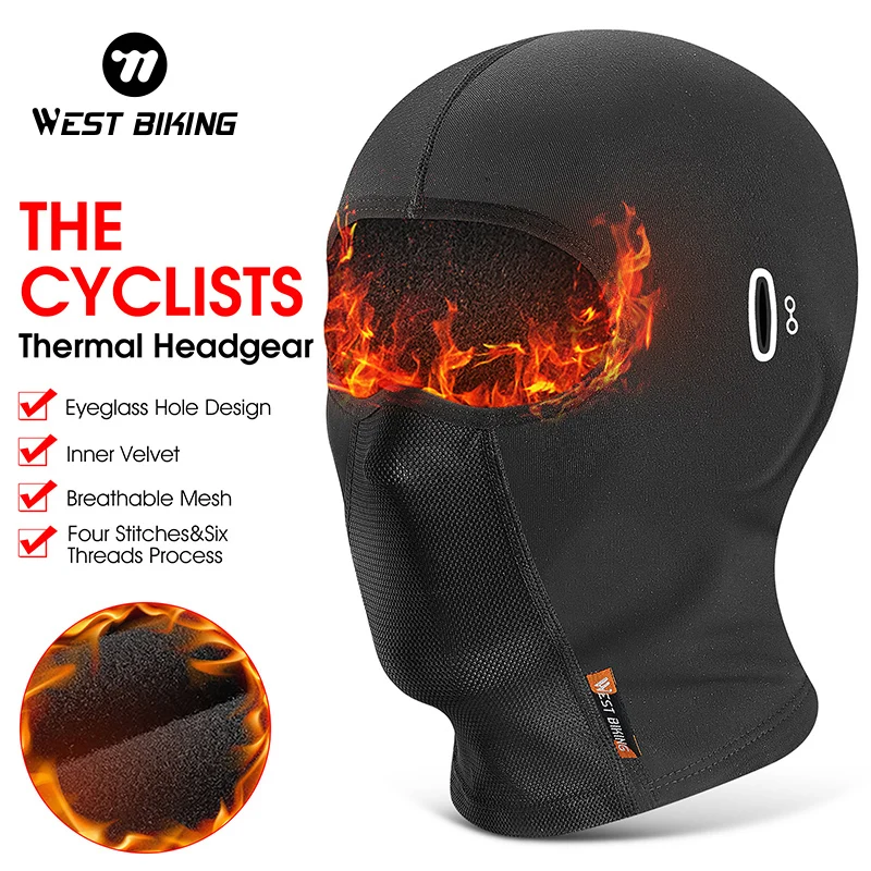 WEST BIKING Winter Cycling Caps Motorcycle Helmet Liner Warm Windproof Sport Bike Headwear Men Women Comfortable Breathable Hat