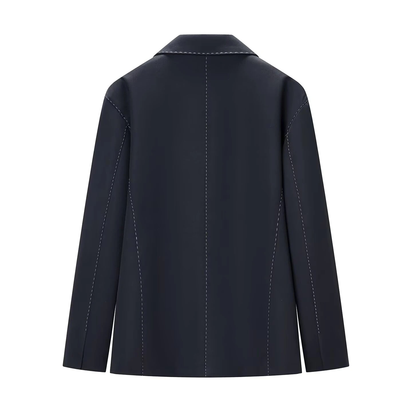 Spring new women's clothing with shoulder pads lapel collar long sleeves loose contrasting splicing stitching suit jacket