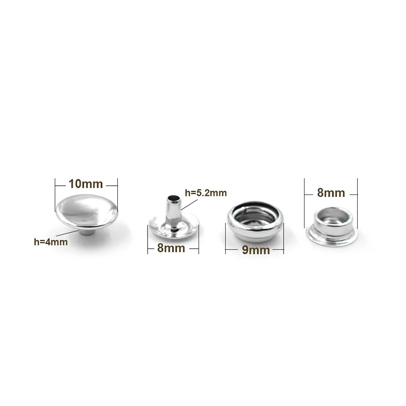 10 mm Silver/Bronze/Black Nickel Snap Fastener Buttons Small Metal Snaps Wallet Fastening Rivet Clasp Jacket Bag Buckle