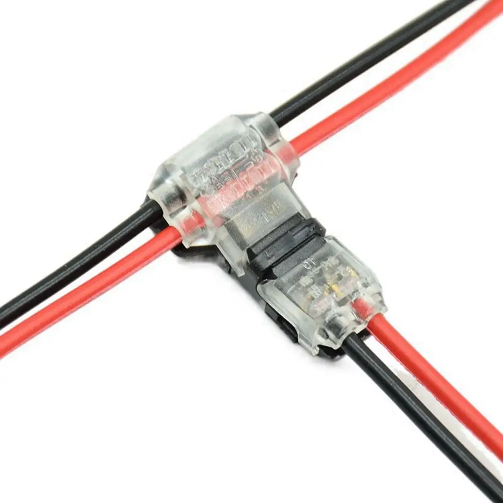 2 Pin 2 Way Compact T Shape Safe Pluggable Conductor Terminal Block Wire Wiring Connector Cable Clamp Stripping Connector