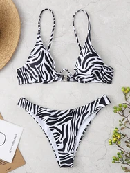 Sexy Zebra Bikini 2022 Vrouw Badpak Vrouwelijke Swimwear Vrouwen Hoge Cut Thong Bikini Set Zomer Badmode Zwemmen Badpak