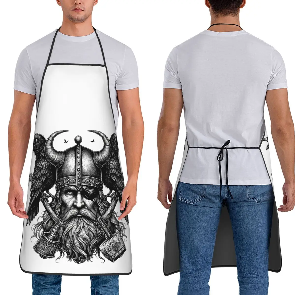 Odin Vikings Viking Legend Norse Mythology Rune Aprons Chef Cuisine Tablier Bib Kitchen Cleaning Pinafore for Women Men Painting