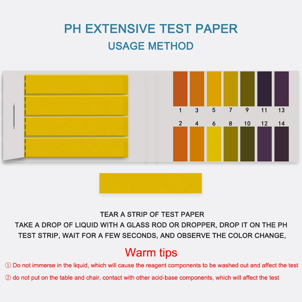 Bandelettes de test d'acidité du sol pour l'eau, papier de tournesol PH, cosmétiques pour l'eau de piscine, large gamme de 1 à 14 PH, 80 à 800 pièces