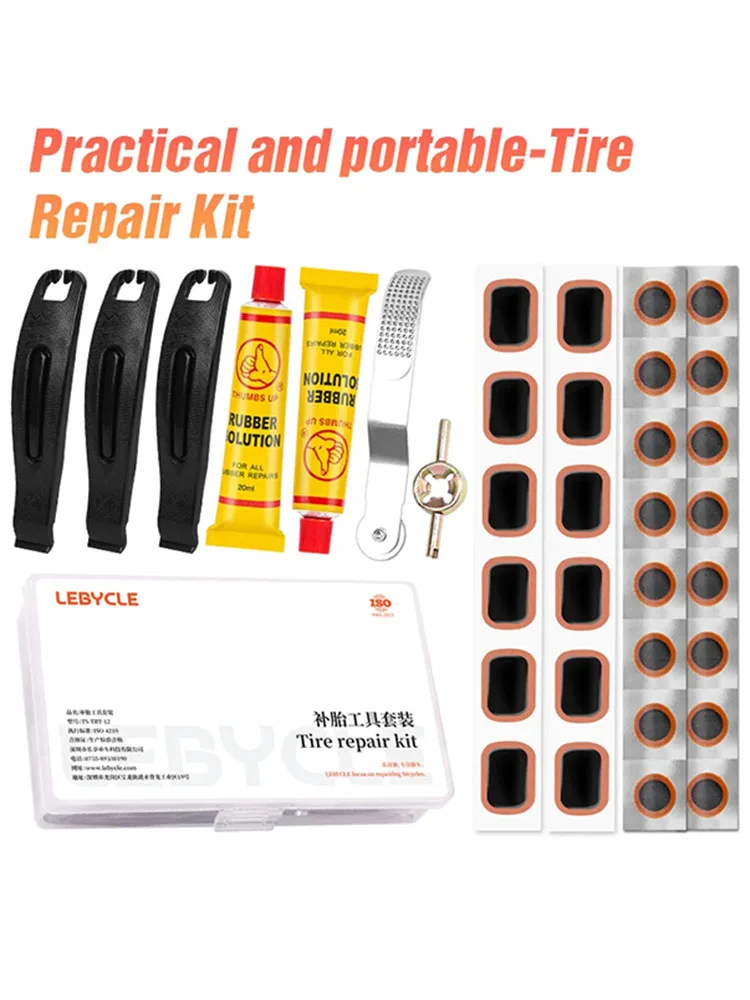 

Lebycle Upgraded Version Bike Cycle Inner Tube Tire Tool Set Puncture Repair Portable Tool Kit Patches For Repairing Inner Tubes