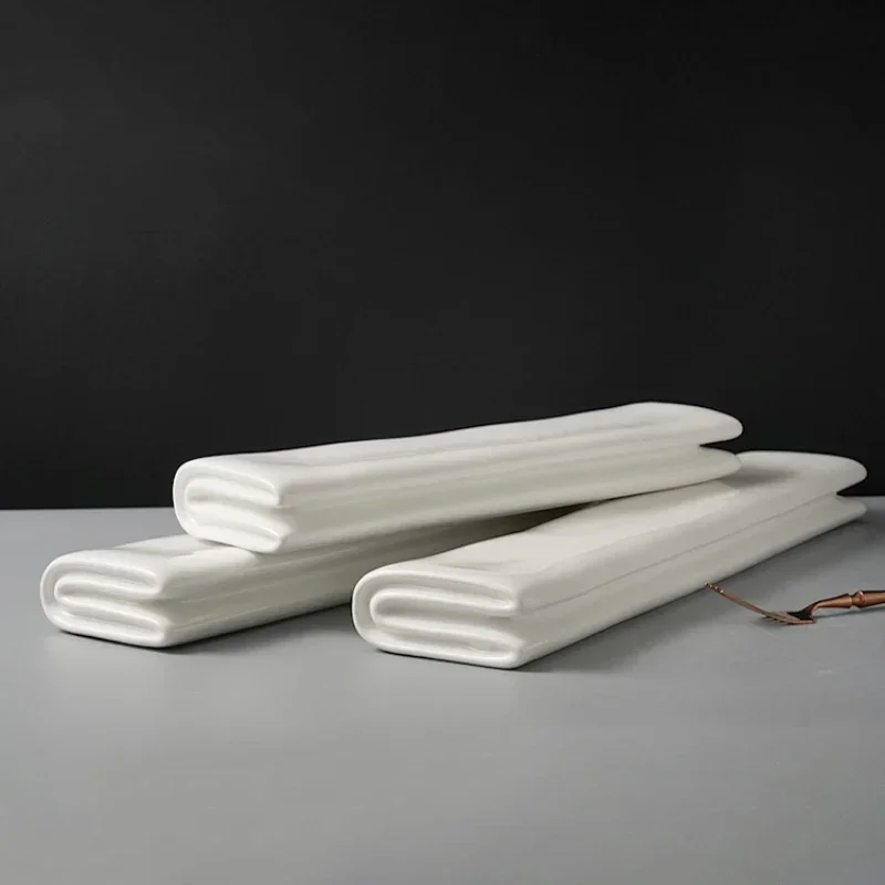 Pure White Folded Ceramic Strip Disk Cold Dishes, Snacks, Tableware, Molecular Cuisine,creative Western Restaurant,plate Setting
