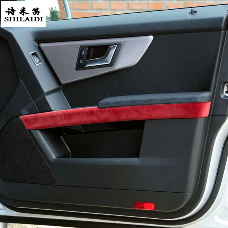 Suede leather For Mercedes Benz GLK X204 2008-2012 Car Door sill armrest horizontal trim AC Keyhole Start Co-pilot Gear Sticker