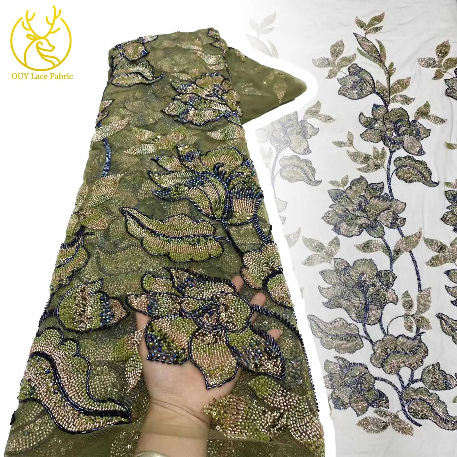 

Nigeria France Luxury Sequin Tulle Stone Lace Fabric Africa Sequin Lace Fabric For Women Wedding Party Dresses Sewing Material