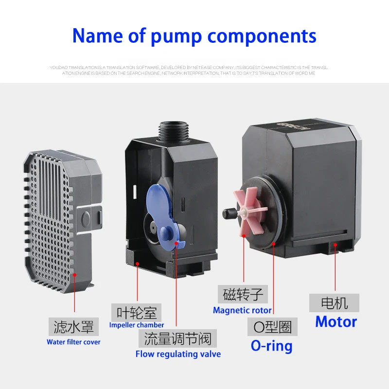 8W-100W Silent Permanent Magnet Rotor Submersible Pump for Fish Tank Pumping Circulation Pool Filtration Fountain Rockery