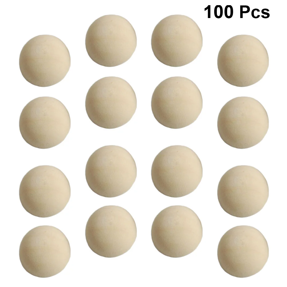 100 Pcs Unfinished Half Craft Ball Toys for Girls Split Wood Bamboo Mini Hemisphere Wooden Balls Baby