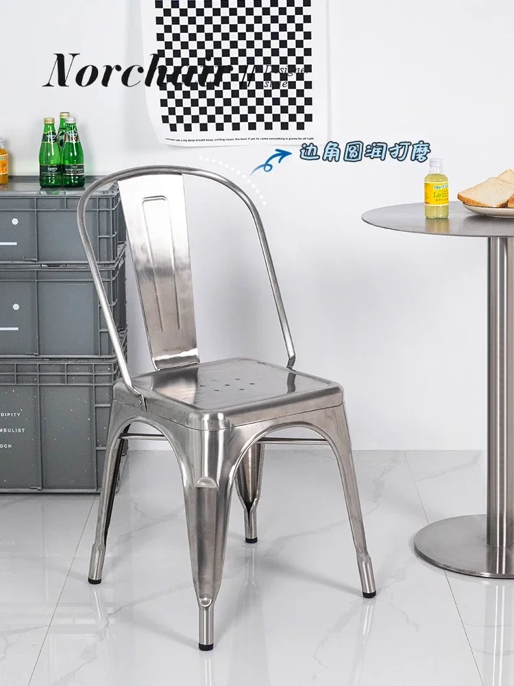 Industrial style LOFT dining chair cafe creative personality internet celebrity stool back home living room iron chair image 3