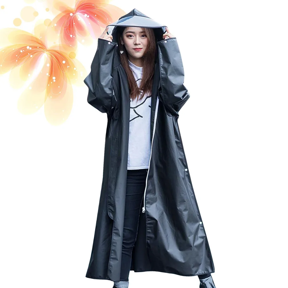 

Reusable Thickened Eva Rain Poncho Lightweight Waterproof Raincoat For Adults With Hood Adjustable Drawstring Elastic Cuffs
