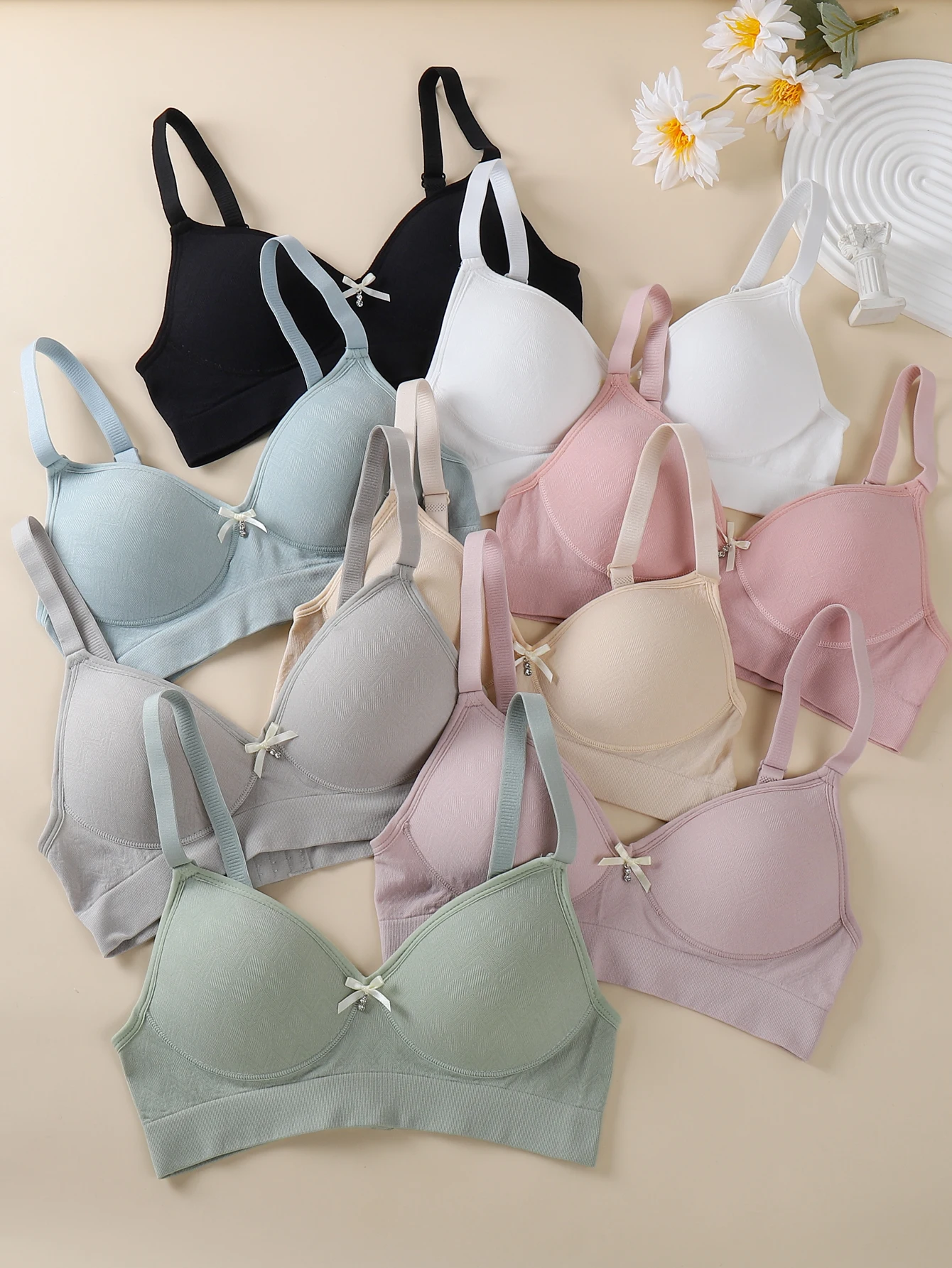 قطعة واحدة - حمالة صدر نسائية - حمالة صدر رافعة للصدر للنساء الشابات - بدون حلقة فولاذية لمنع الترهل - ملابس حميمية بسيطة للنساء - مناسبة للمنزل والمكتب والسفر وغيرها من المشاهد