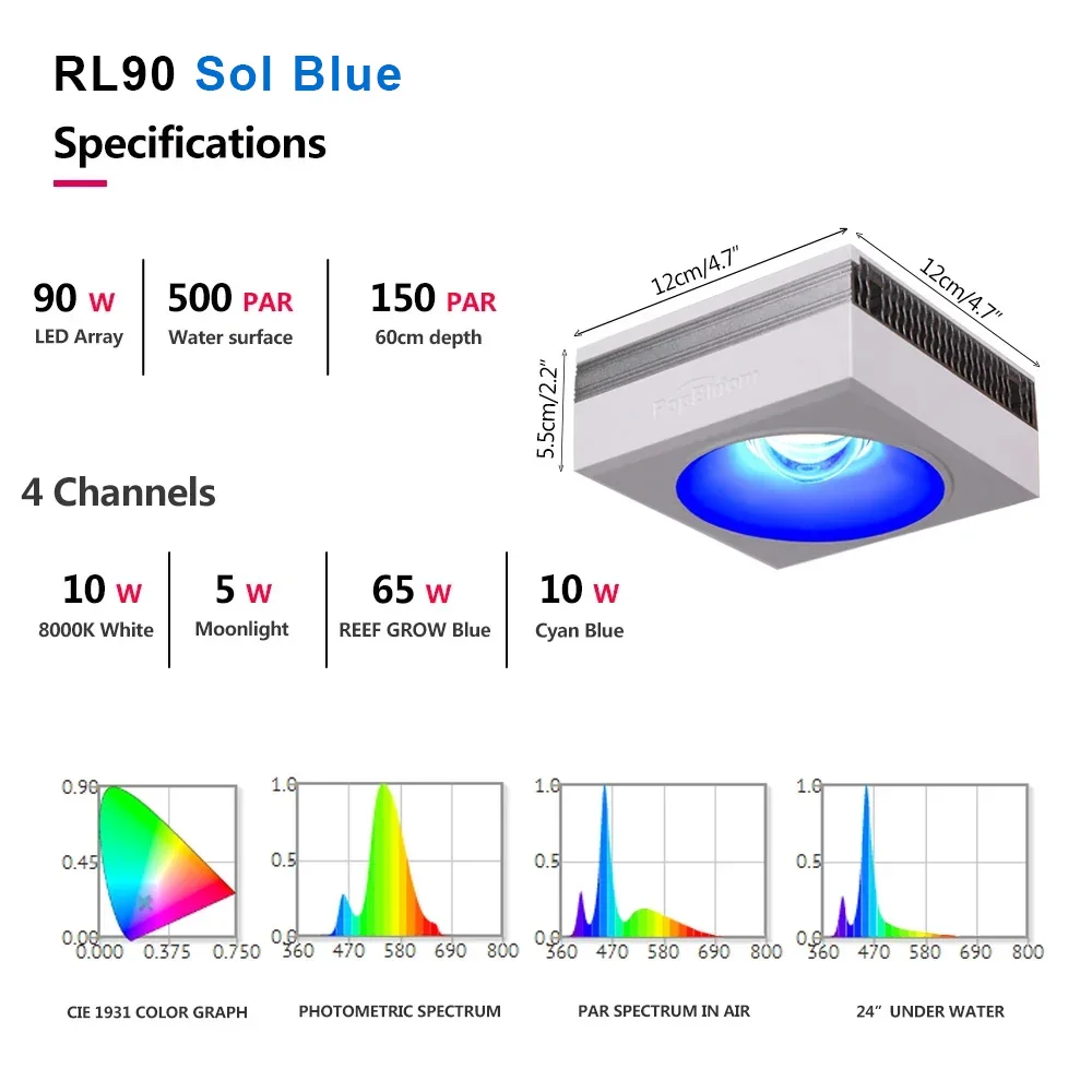 Imagem -03 - Popbloom-wifi Programável Aquário Marinho Lâmpada Led Água Salgada Coral Reef Luz Tanque de Peixes 4060cm