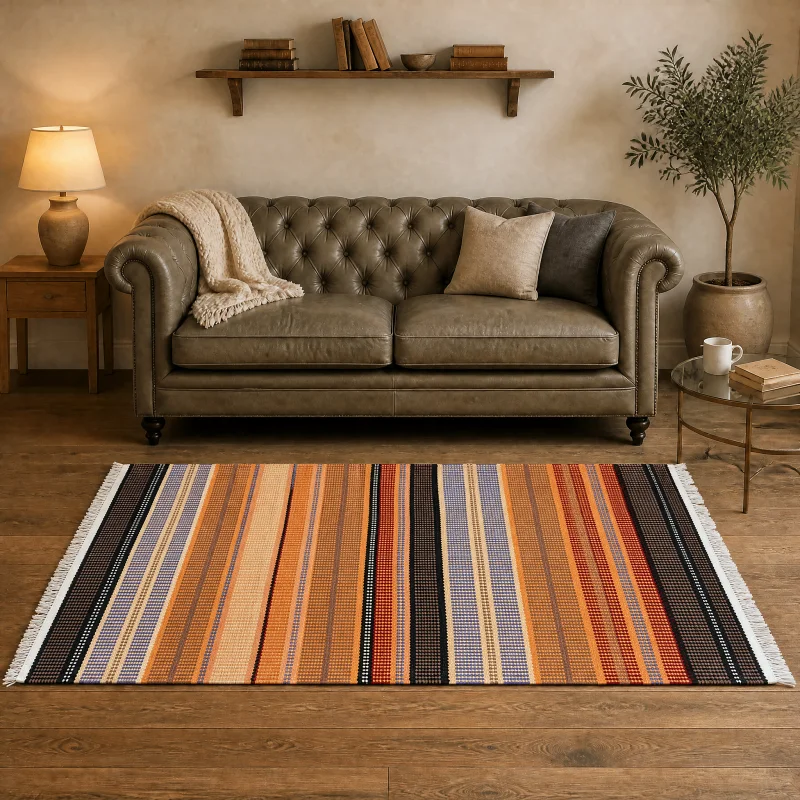 2026 120x180cm Handmade Wool Striped Area Rug Carpet for Bedroom Entrance Home Decor Wholesale Supplierspromote sales