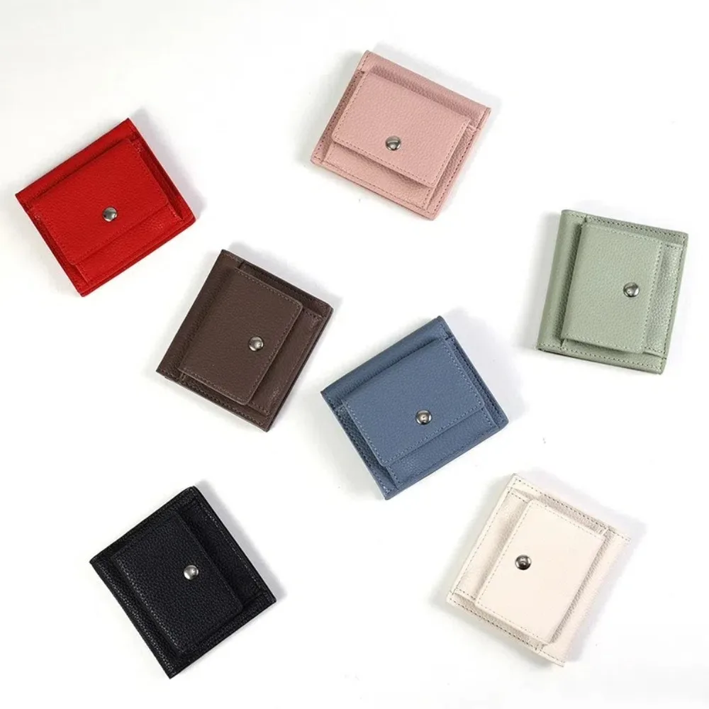 New PU Leather Small Wallet Multi-Cards Coin Purse Credit Card Bags Solid Color Short Wallet Women
