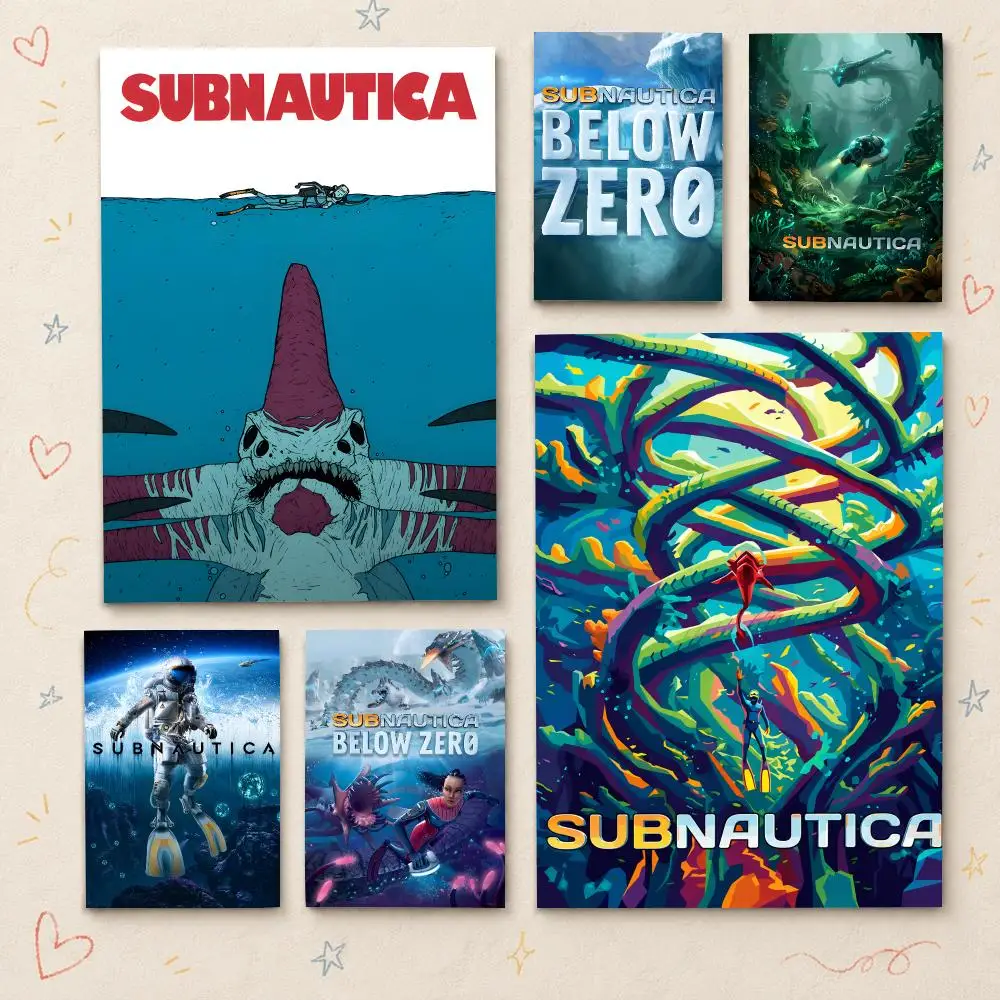Game S-Subnautica Poster HD PP Waterproof Wall Decor for Living Room Bedroom Gaming Room Cafe Unique Gift