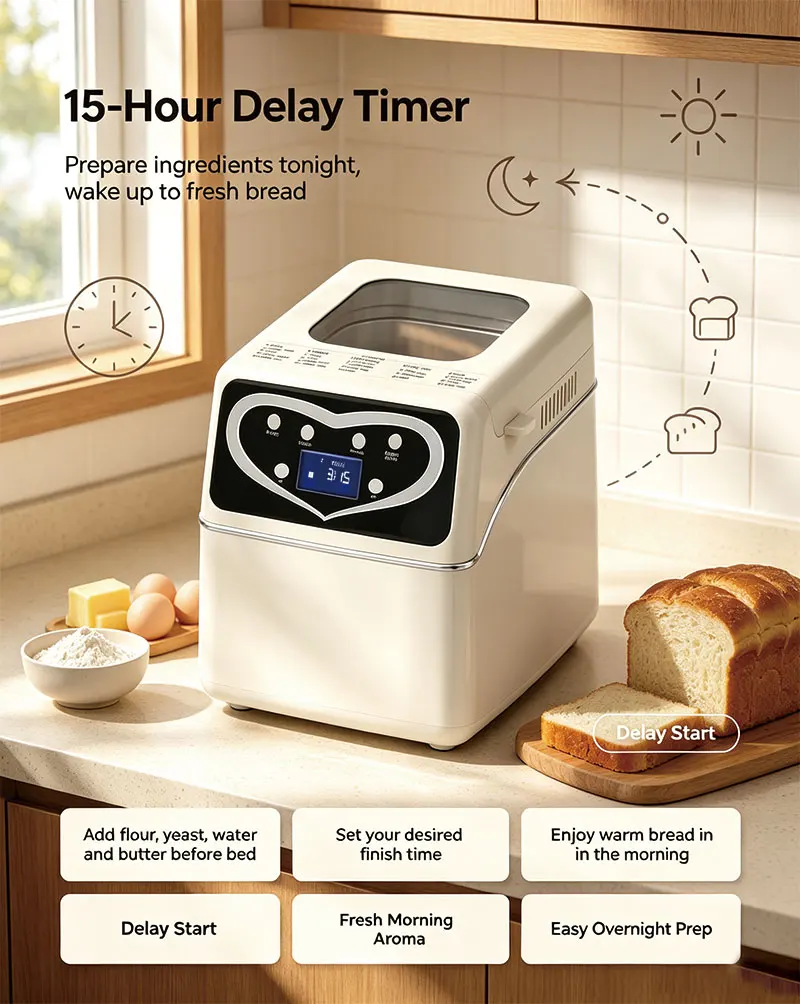 Stainless Steel Multifunctional Household Automatic Bread Machine Household Digital Electric Bread Machine