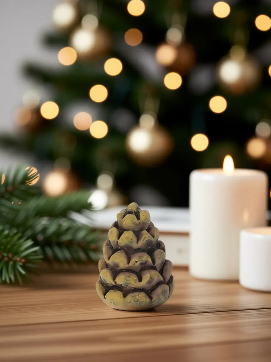 20Pcs Artificial Pine Cone Resin Christmas Decoration Hanging Ornament Door Window Wall Furniture Decor Scene Layout Prop Micro
