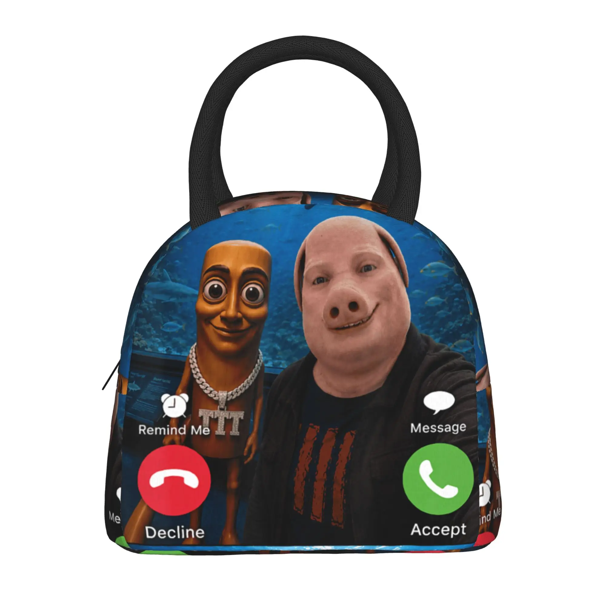 Shark Aquarium Adventure with Tung Sahur John Pork Bro Duo Lunch Bag For Child Graphic Lunch Box Fashion Travel Cooler Bag