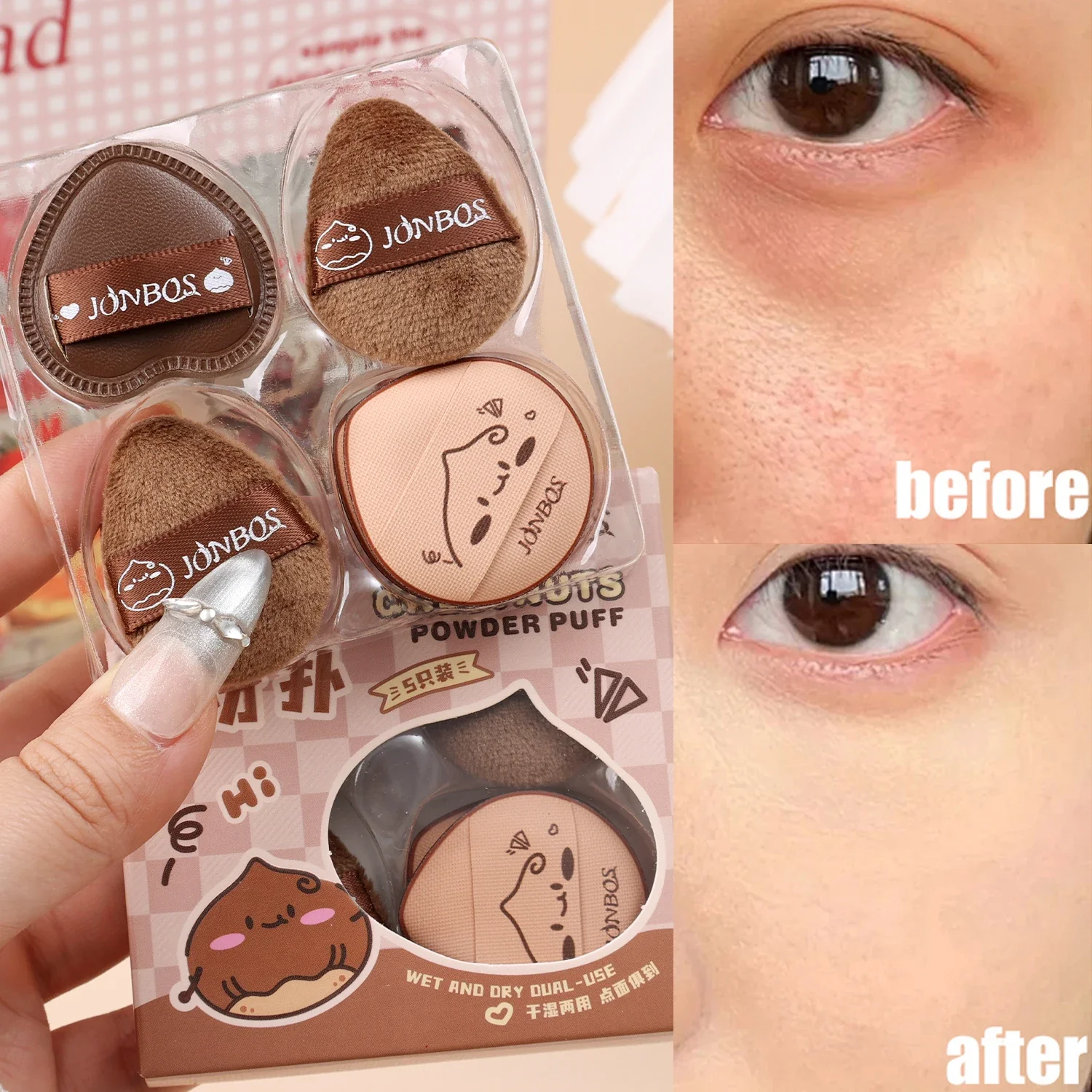 20pcs Finger Powder Puff Set Soft Beauty Thumb Air Cushion Foundation Under Eye Concealer Dark Circles Makeup Sponges Mini Puffs