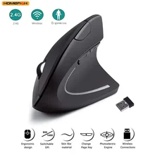 Ratón Vertical Ergonómico Inalámbrico de 2.4GHz HOMEFISH, Ratón Óptico con 3 DPI Ajustables 800/1200/1600 y 6 Botones para Computadora Portátil y PC