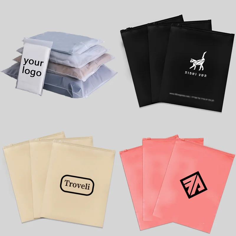 10 custom frosted zipper bags suitable for clothing, wigs, packaging products, and can be printed with corporate logos