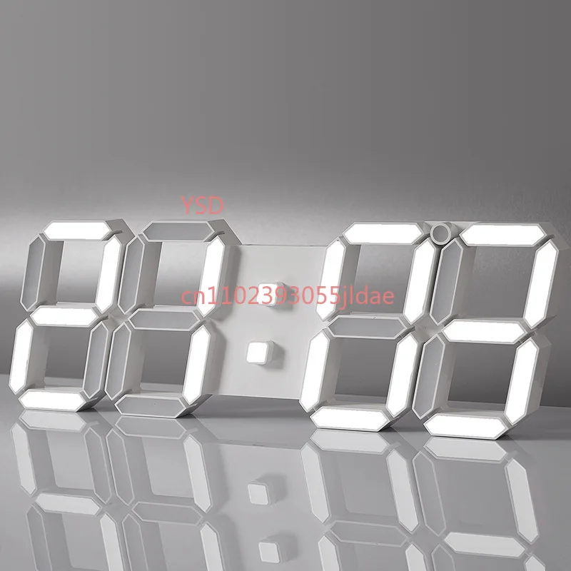 3D LED Wall Clock, Large Display with Temperature, Countdown & Alarm Functions