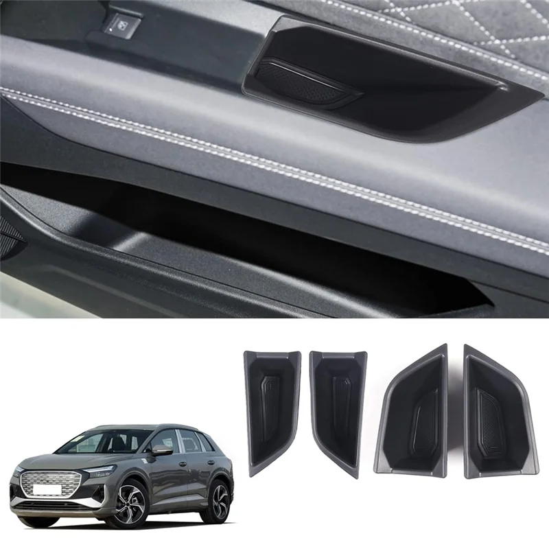 

QB-For Q4 E-Tron 2022 2023 Car Door Storage Box, Door Handle Storage Box Tray Insertion Accessories (Front+Rear Door)