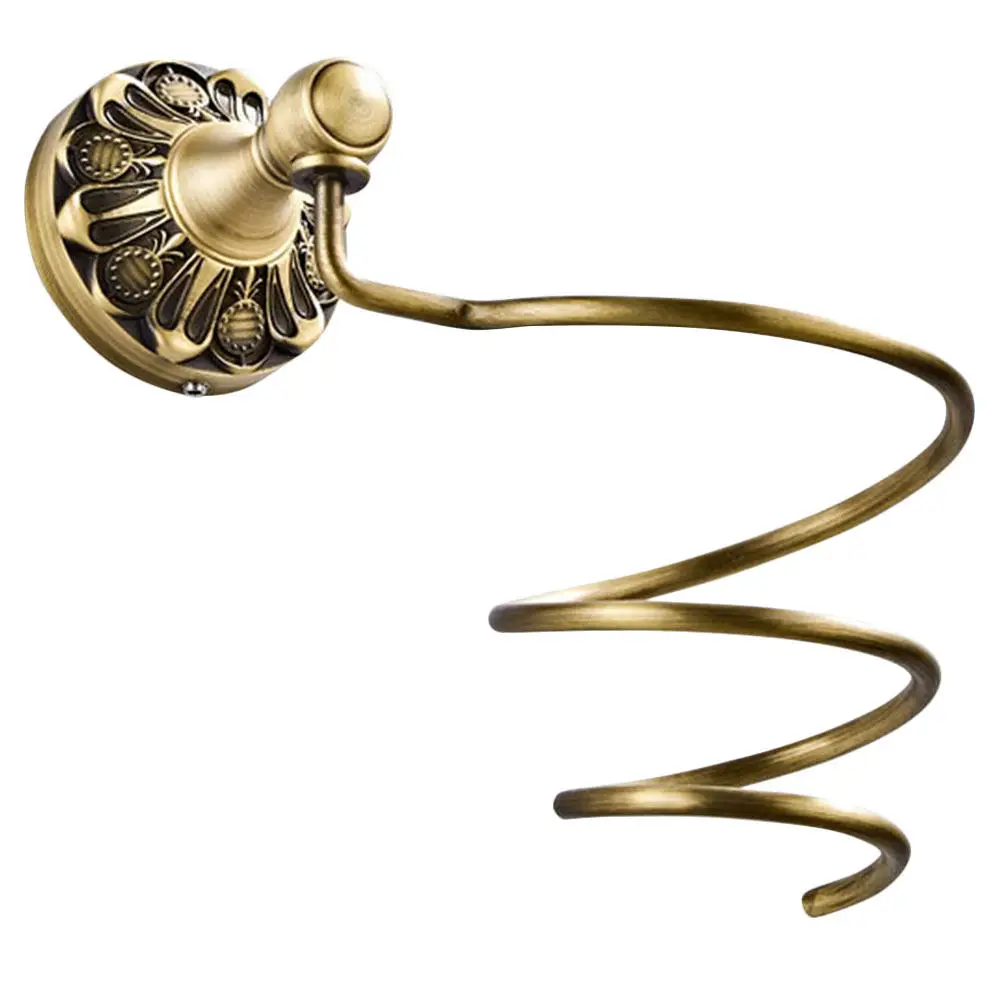 

1Set Hair Dryer Rack Copper Wall-Mounted Bathroom Storage Holder Durable Organizer for Hair Styling Tools Saving Space