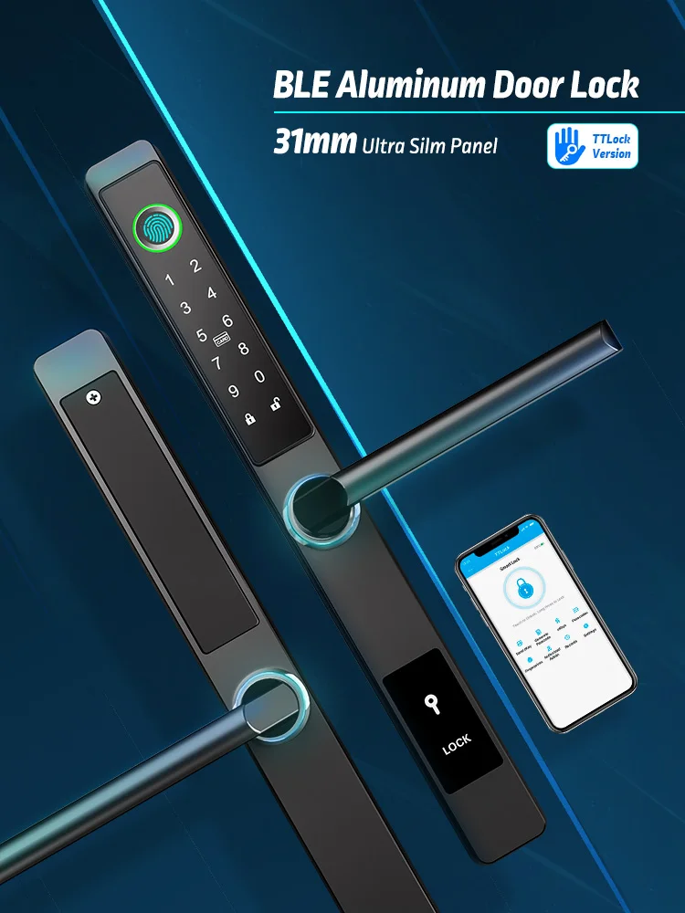 Imagem -05 - Eletrônico Digital Smart Door Lock Duplo Gancho Mortise Impressão Digital Slim Estreito Fechadura de Alumínio ao ar Livre Euro 2885