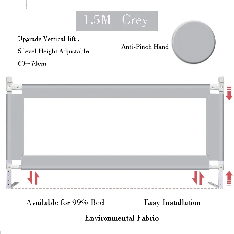 Barrière de sécurité en aluminium pour lit de bébé, rail de protection pour lit de parc pour enfants, barrière de traction, levage à 5 niveaux, R64.5