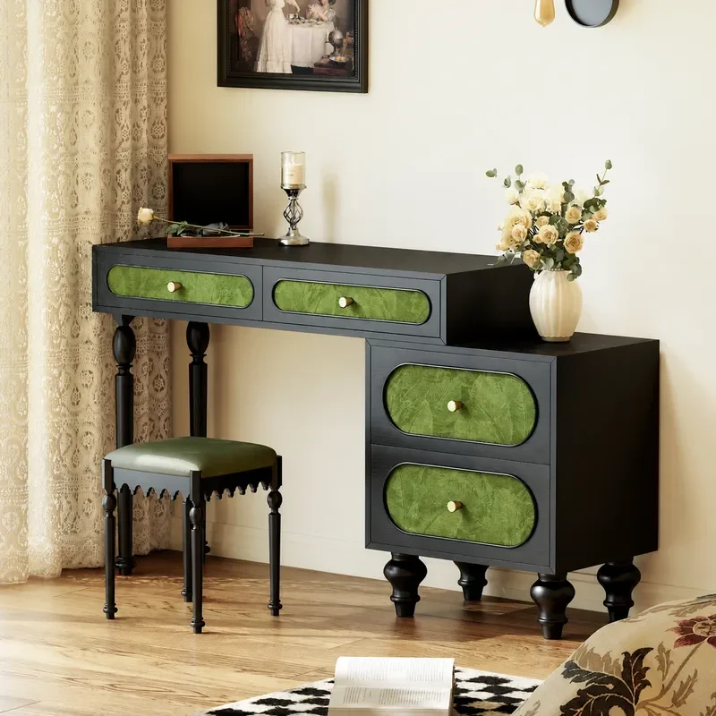 Vintage Lacquered Solid Wood Dresser Multi Drawer Makeup Table Bedroom Storage Cabinet Custom High Quality Furniture