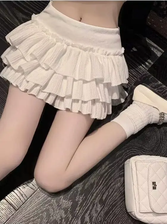 Pure Desire Style Miniature Women's Pleated Short Skirt White Cake Skirt Anti-Light Slimming Summer New Arrival Versatile ...