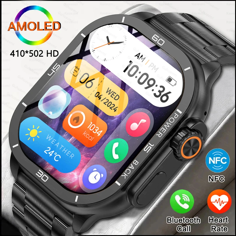 AMOLED-Bildschirm, Ultra-Smartwatch, zeigt immer die Zeit, Bluetooth-Anruf, Serie 8, hohe Aktualisierung, Rtae NFC-Smartwatch, Herren-Sportuhr, Damen