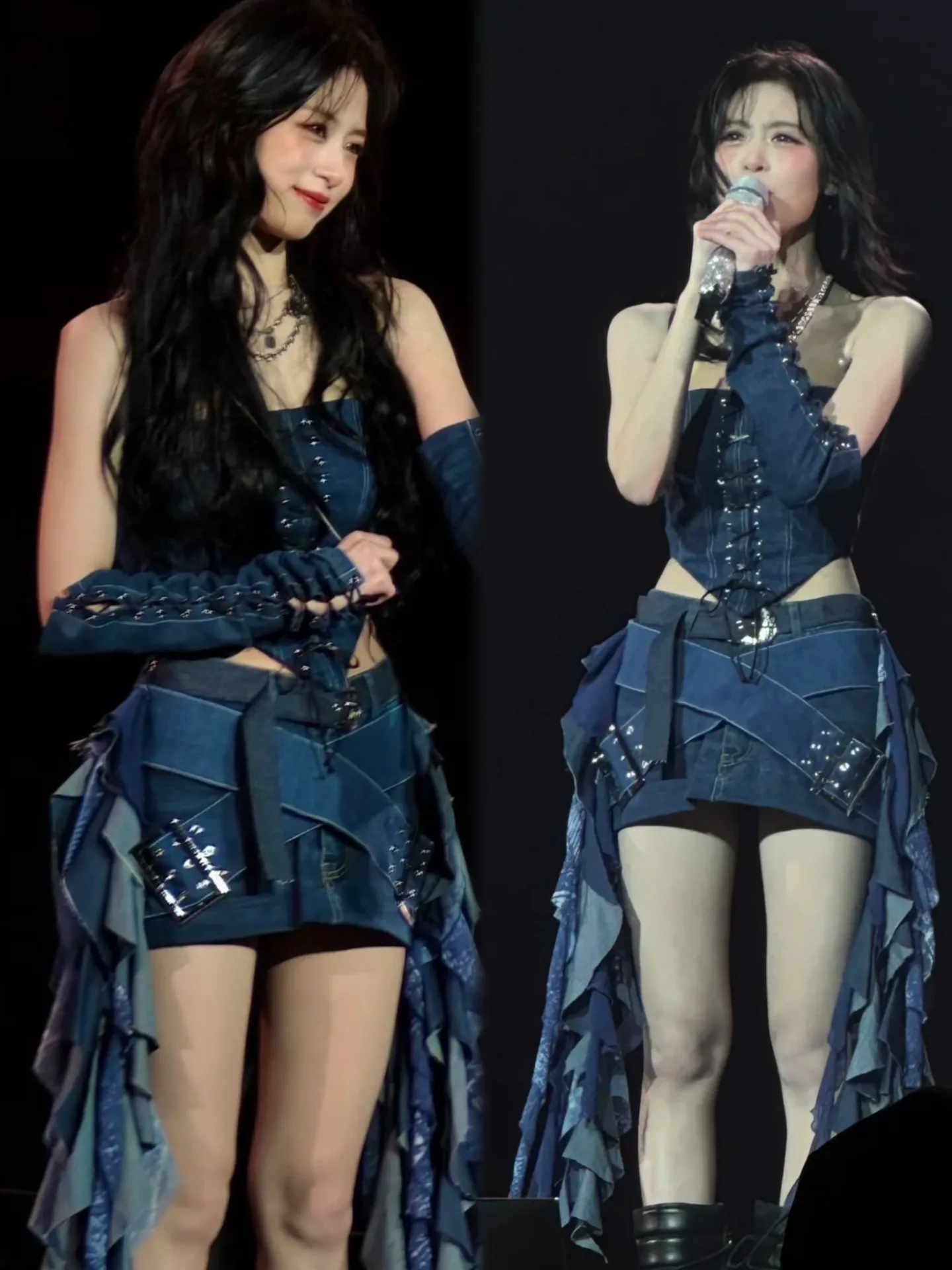 

Baby Monster Zheng YaXian Performance Outfit Denim KPOP Short Top Jazz Dance Show Set Women's Ethnic Stage Costume