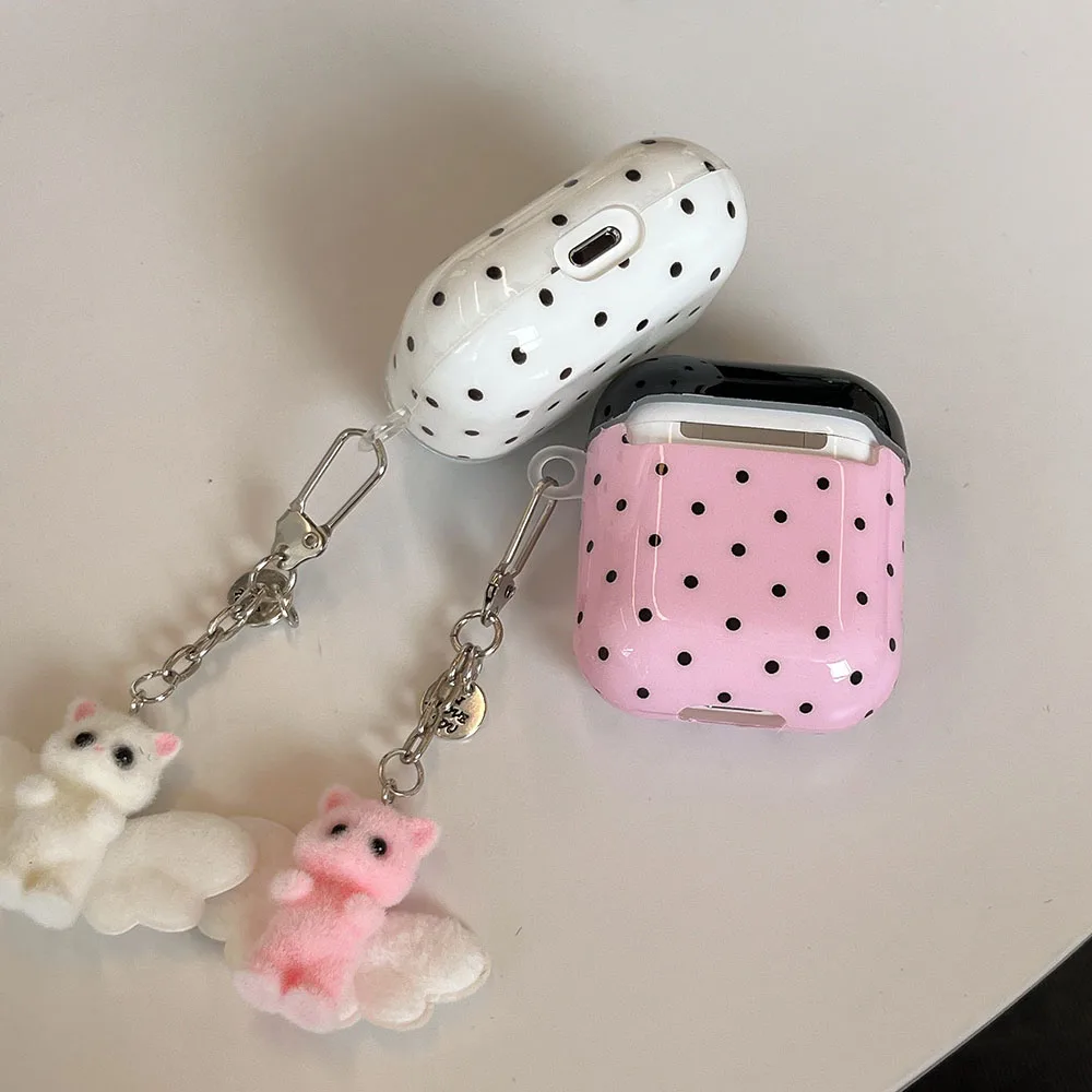 حافظة لأجهزة AirPods3 AirPods4 غطاء منقط بألوان لـ Apple AirPods Pro 1 2 Pro2 حافظة سماعة أذن لاسلكية مع سلسلة مفاتيح