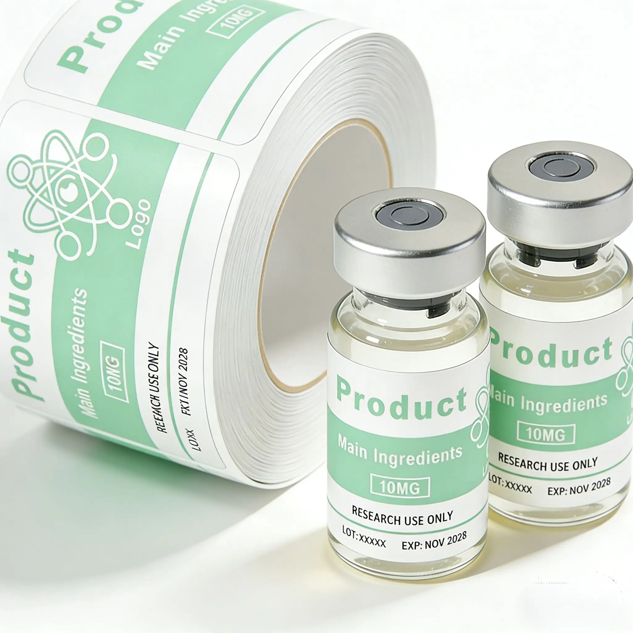 Custom Printed Textured Labels & Tamper Proof Sealing Stickers for 3ml-20ml Vials,Peptide Pharmaceutical Cosmetic Lab Packaging