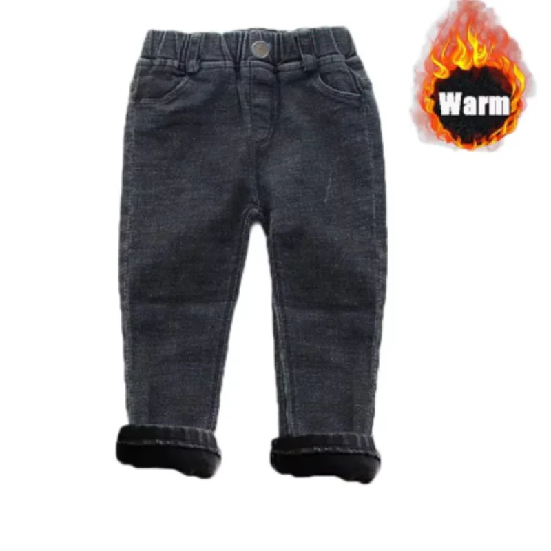 Baby Kids Lente Herfst Winter Dikke Warme Jeans Met Fleece Voor 1-7 Jaar Jongens Meisjes Casual Denim Broek Kinderen Kinderbroeken