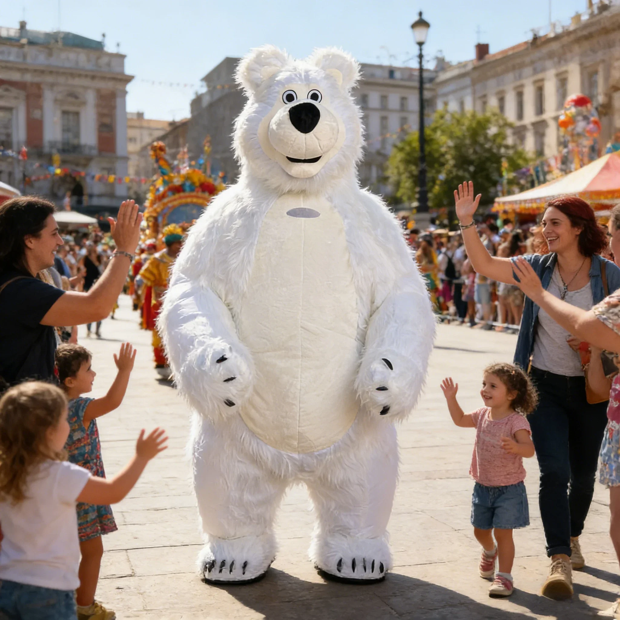 Inflatable White Bear Mascot Costume Adults Unisex Cartoon Character Inflated Outfits for Halloween Fancy Party Events